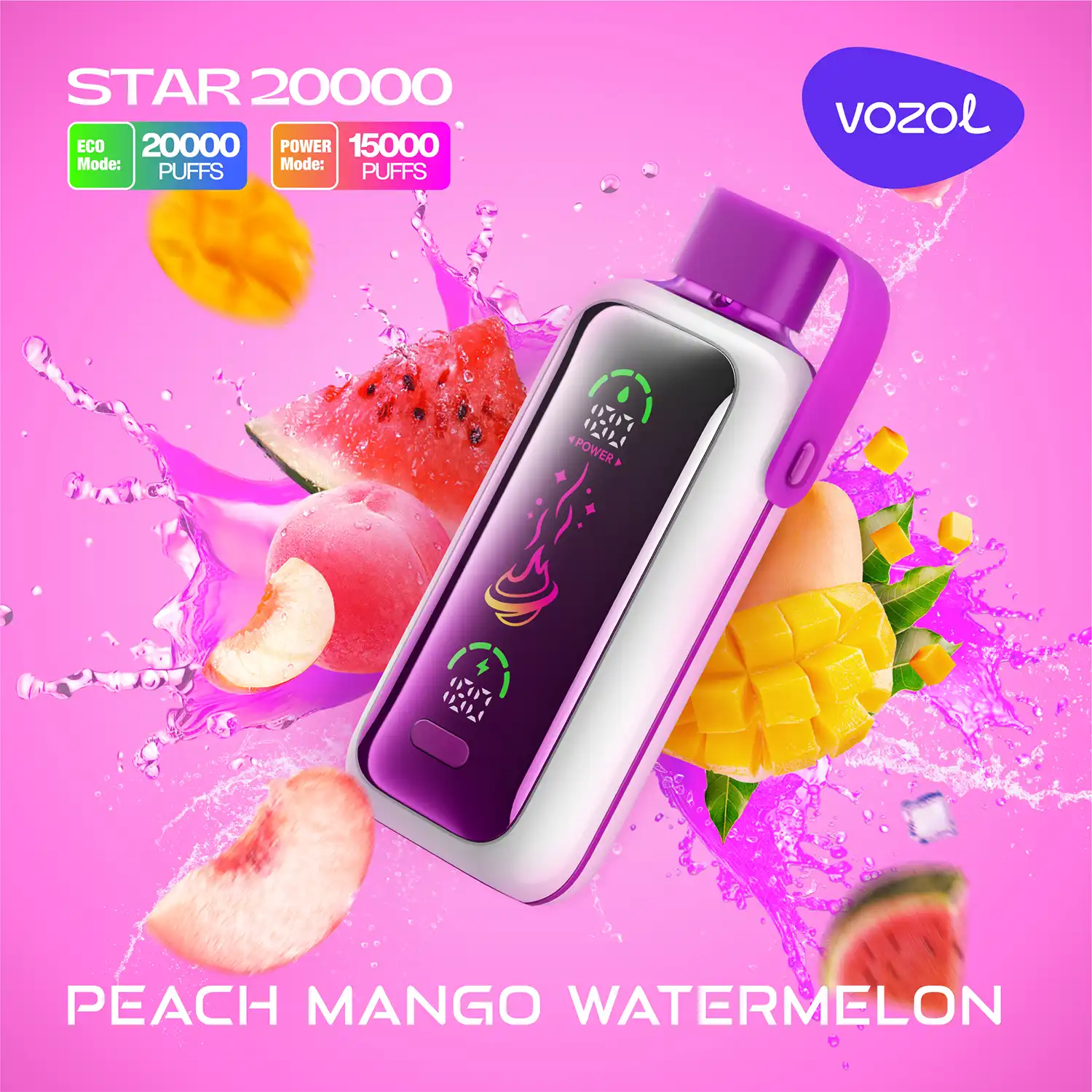 VOZOL STAR 20k – Peach Mango Watermelon - Zero Vapes