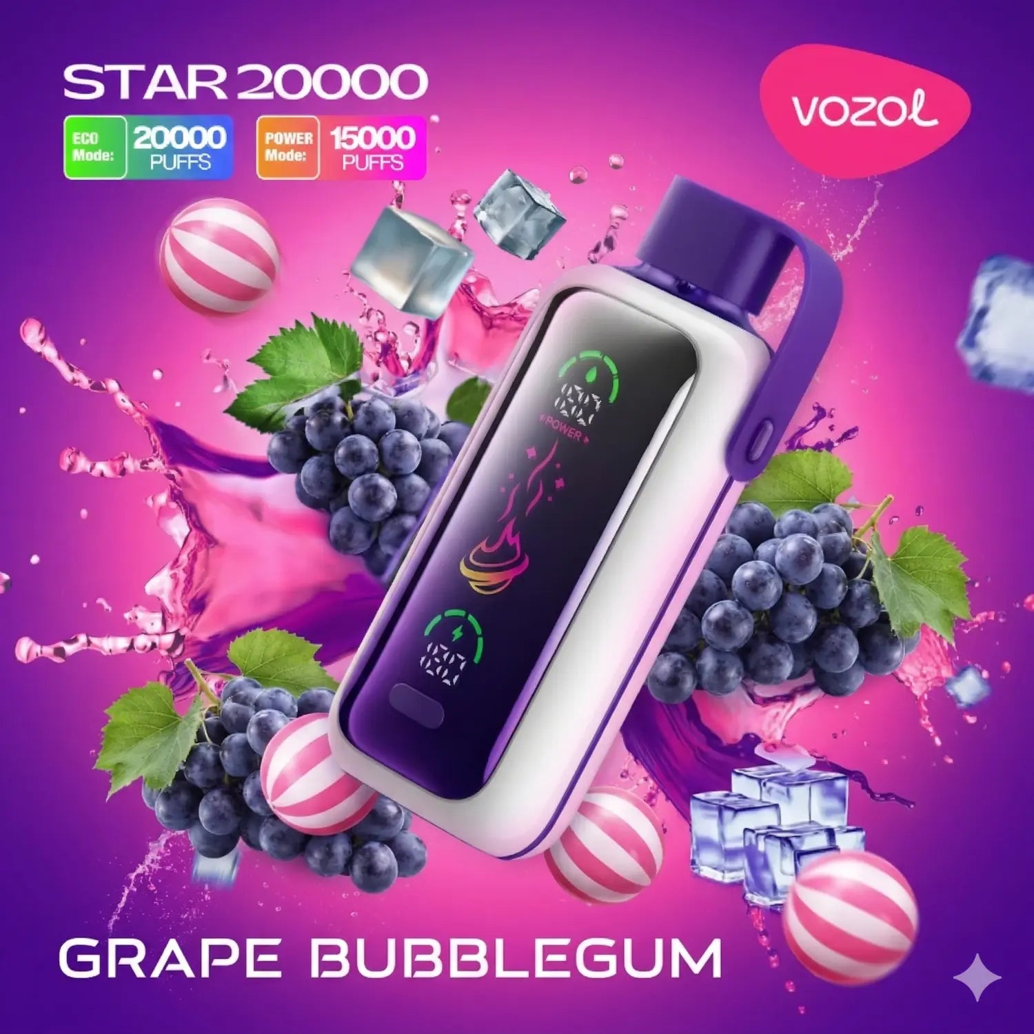 VOZOL STAR 20k – Grape Bubble Gum - Zero Vapes
